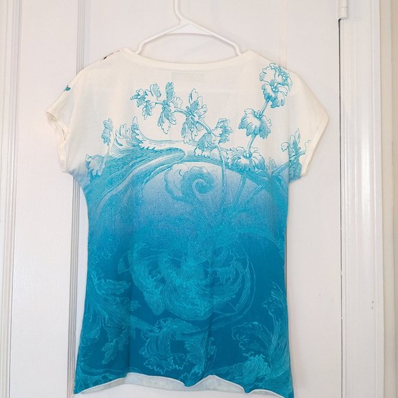 Vintage Y2K Designer Animal Print Crown Rhinestone Maximalist V Neck Tee - Picture 5 of 11